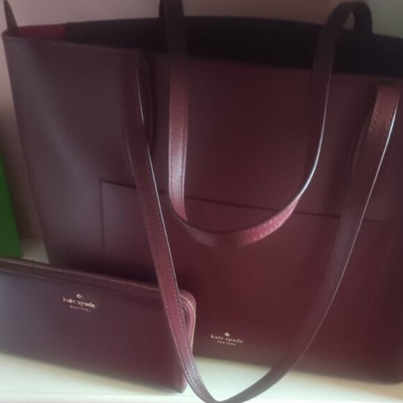 KATE SPADE Handbags - Kate Spade Burgundy Tote and Wallet Set